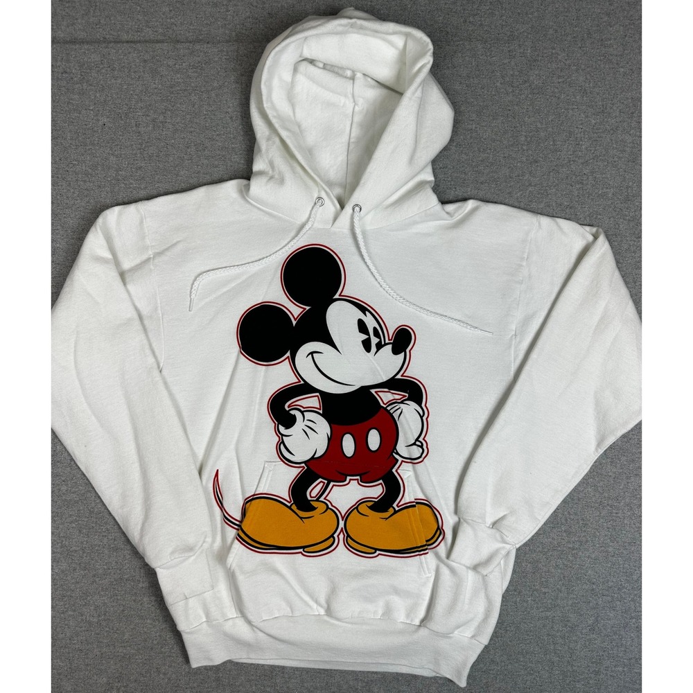 Disney Parks Mickey Mouse Hoodie Mens M White Graphic Sweatshirt